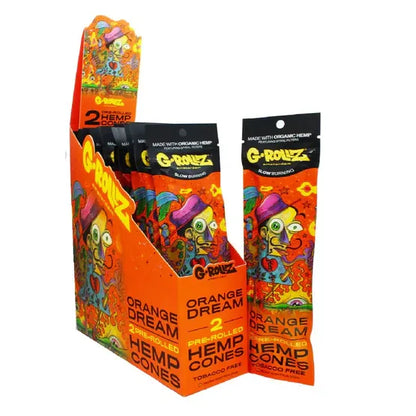 G-Rollz terpene-infused hemp cones 12-pack display box - Orange Dream