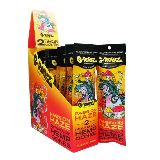 G-Rollz terpene-infused hemp cones 12-pack display box - Passion Haze
