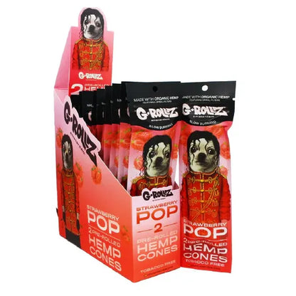 G-Rollz terpene-infused hemp cones 12-pack display box - Strawberry Pop